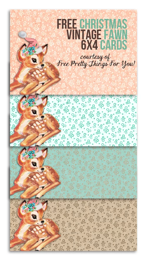 printable labels: free Christmas vintage fawn 6 x 4 cards