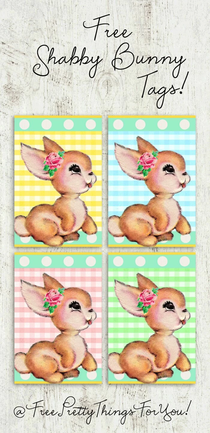 Printable Gift Tags: Shabby Bunny