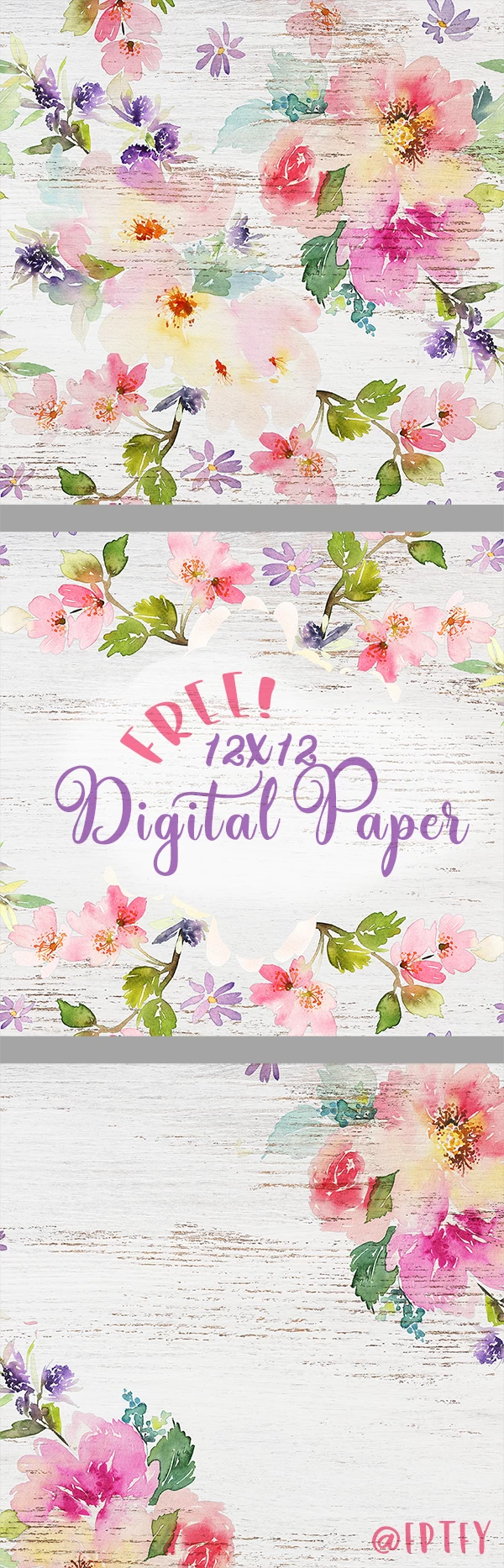 Delightful Distressed Floral Digital Paper