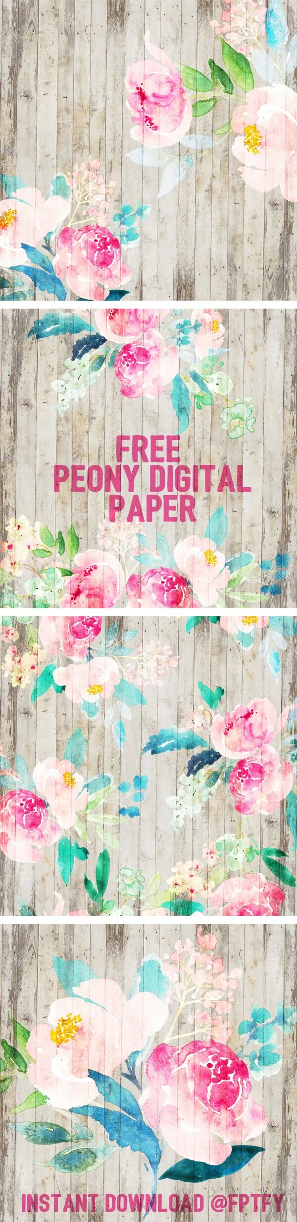 free peony digital scrapbooking paper