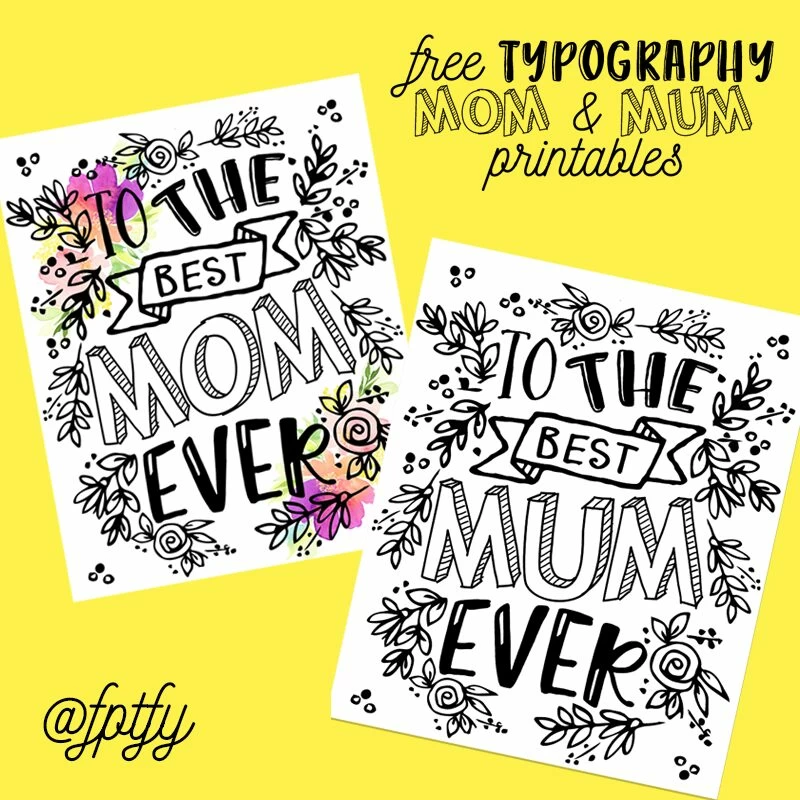 Gorgeous Free Typography Mom and Mum Printables-Tags included!