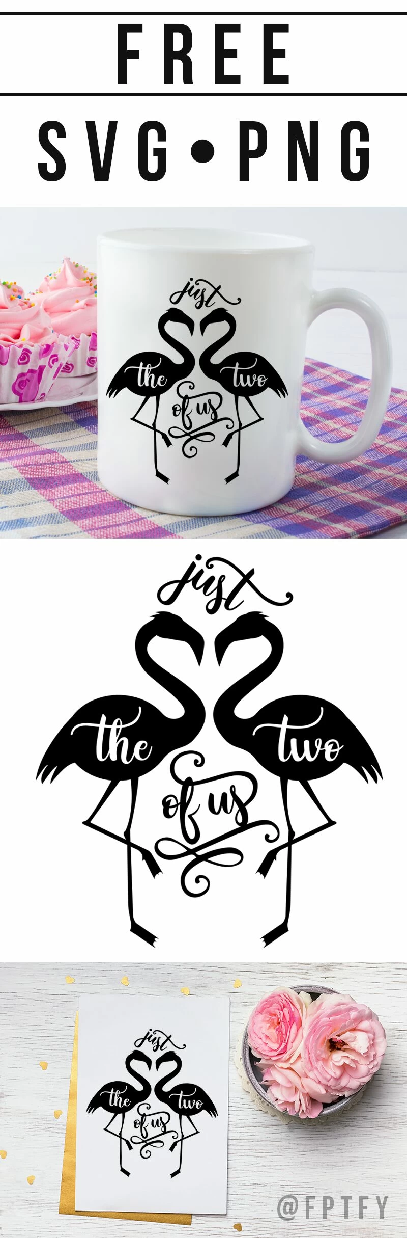 Just the Two of Us Flamingo Free Cut File