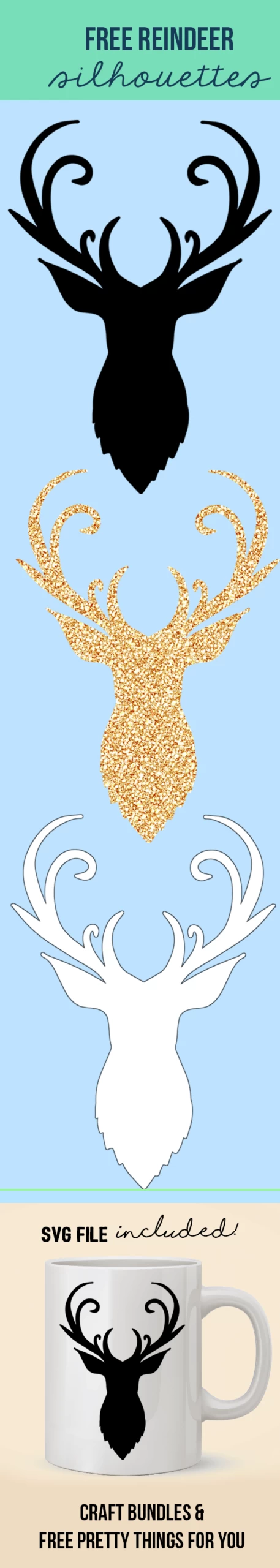 Free Reindeer Antler Head SVG Cut File