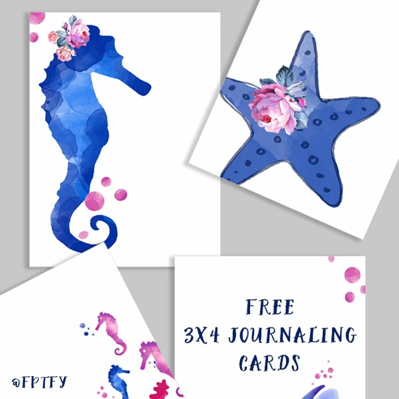 Free Under the Sea Garden 3x4 Journaling Cards