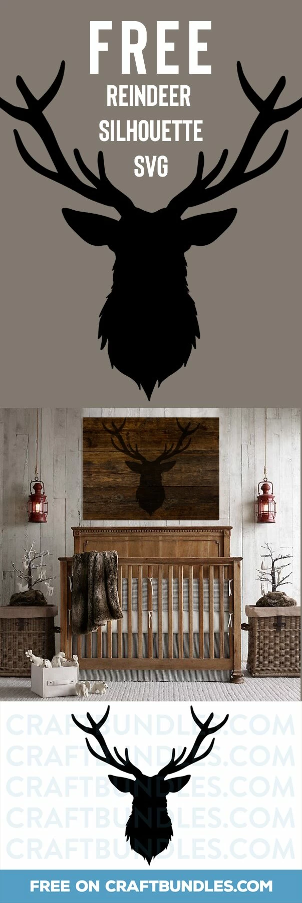 Free Reindeer Silhouette SVG Cut File