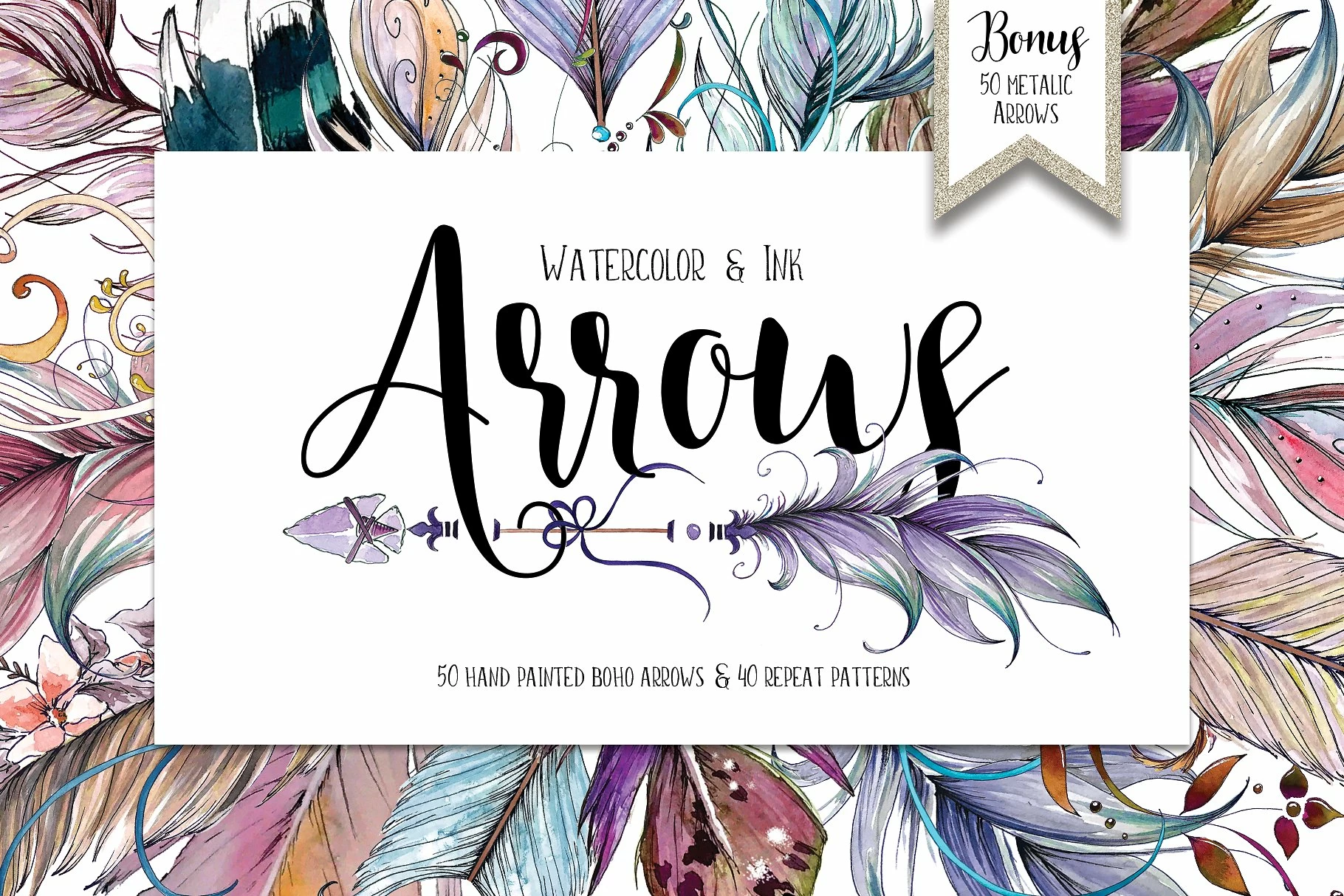 Free Watercolor Boho Arrows