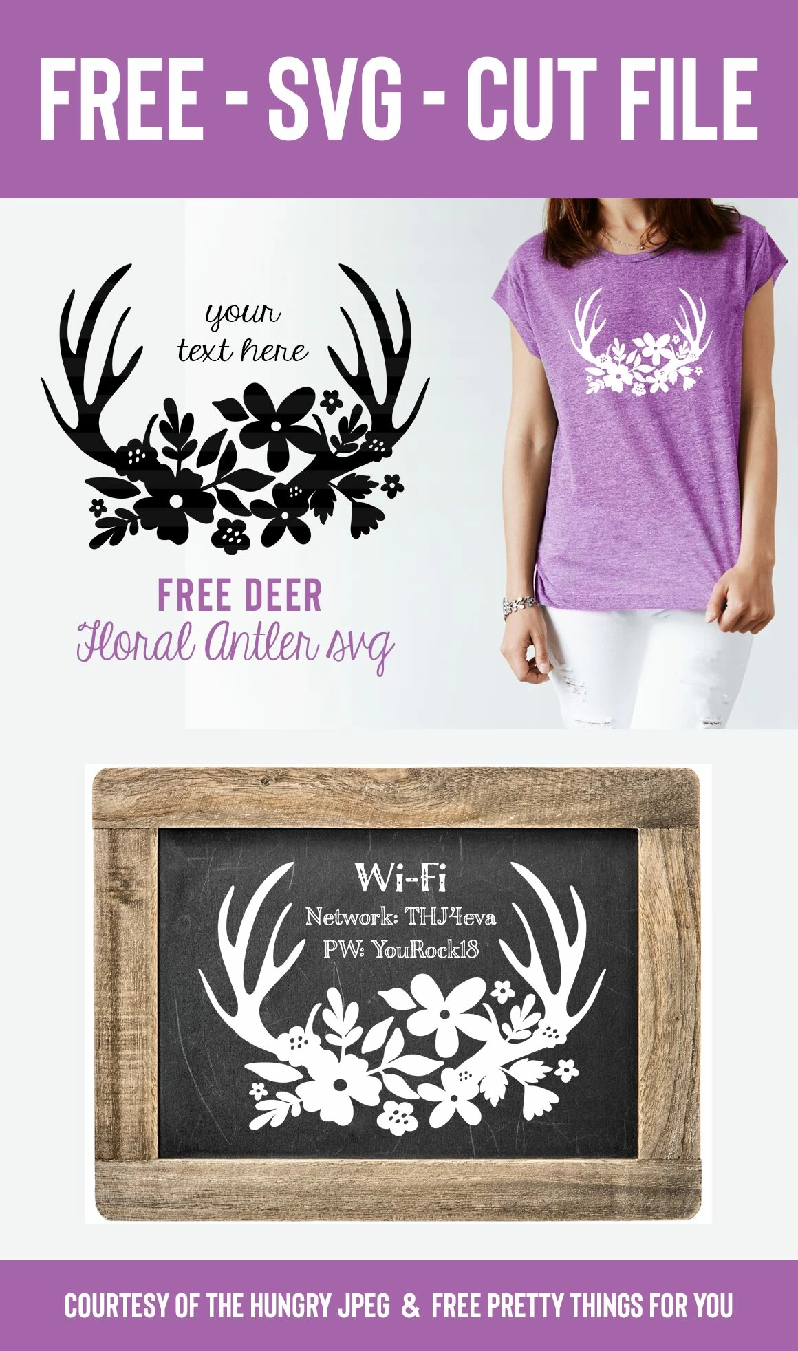 Deer Antler floral SVG Cut File