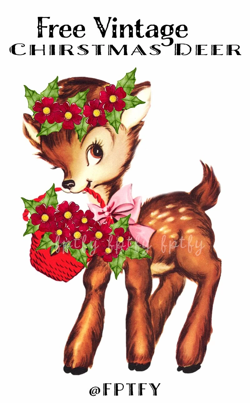 Free Vintage Christmas Deer Fawn