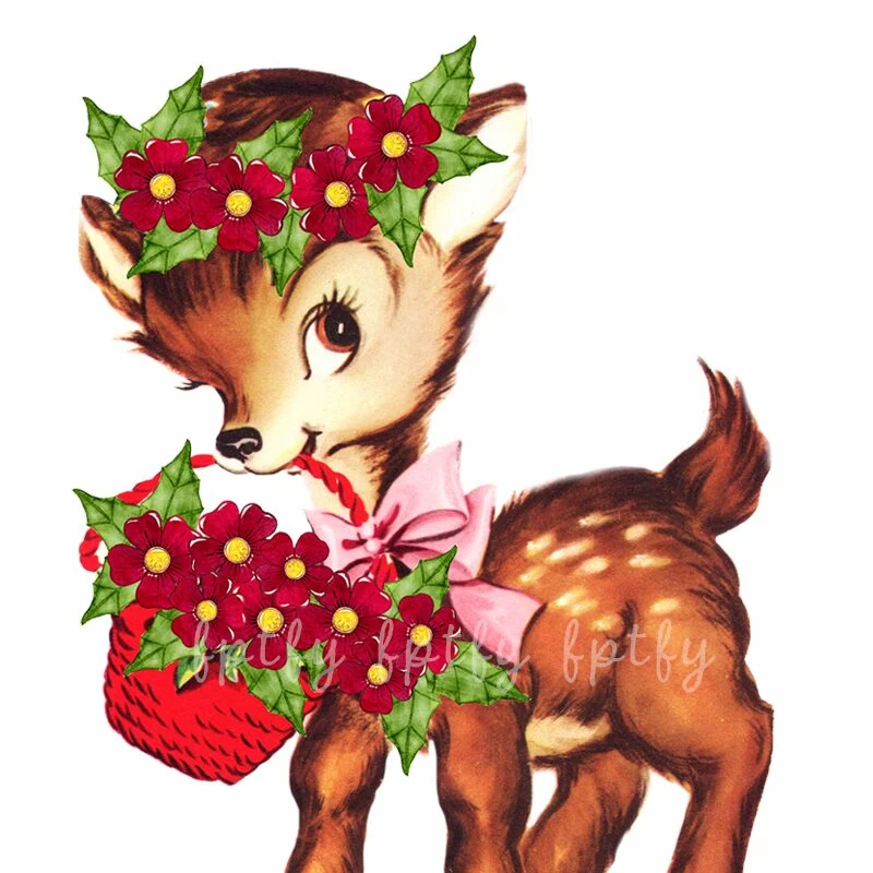 Free Vintage Christmas Deer Fawn
