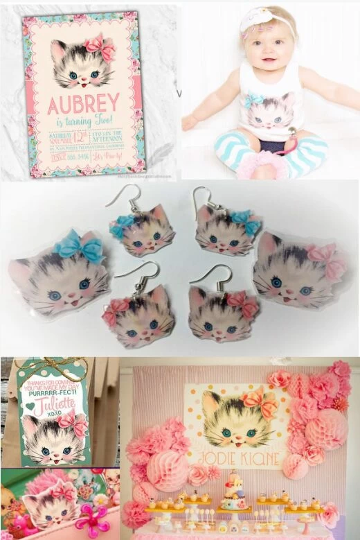 8 Free Vintage Kitty Graphics