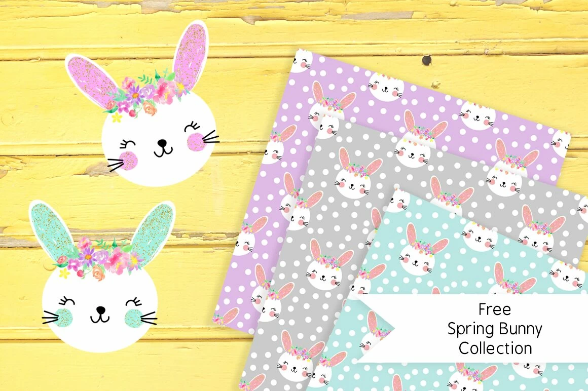 Cute Bunny Clipart Digital Paper