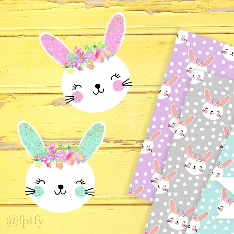Cute Bunny Clipart Digital Paper