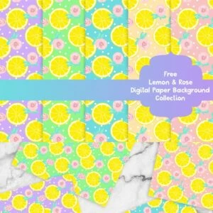 Lemon and Flowers Digital Scrapbooking Paper