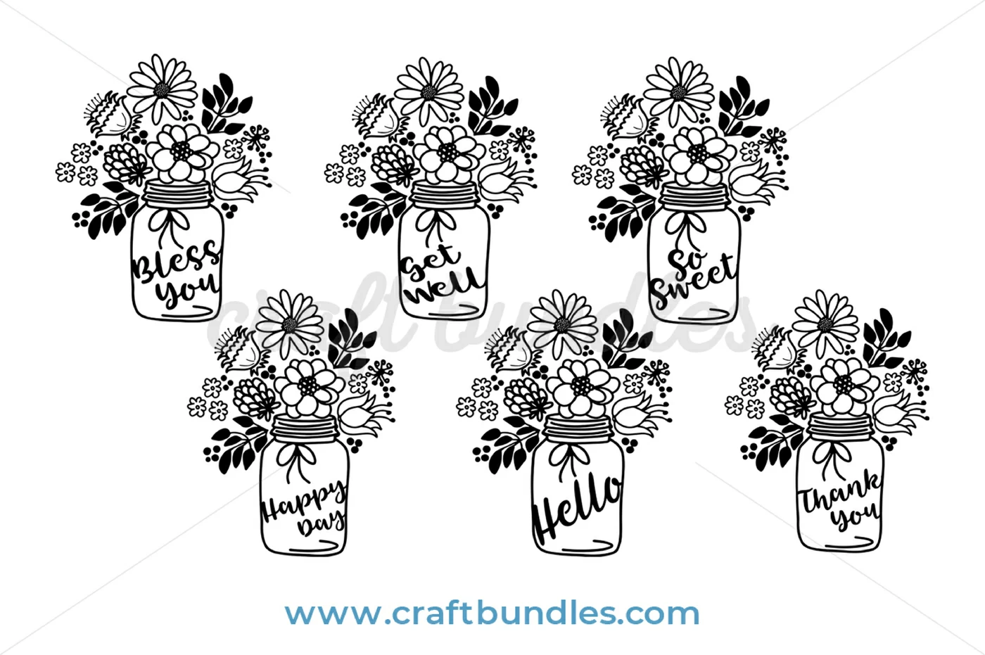 FREE Floral Jar Bouquet SVG Cut File