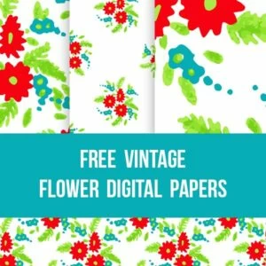 Red and Aqua Vintage Digital Scrapbooking Paper Backgrounds