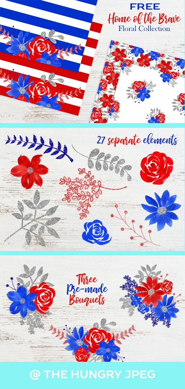 Free Home of the Brave Floral Graphics Collection