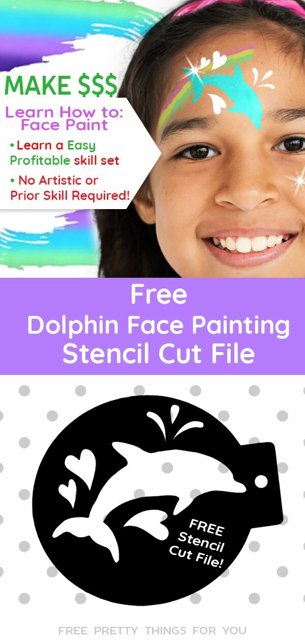 Dolphin heart Stencil Free