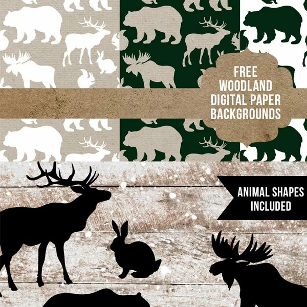 Free woodland forest animal papers + clipart