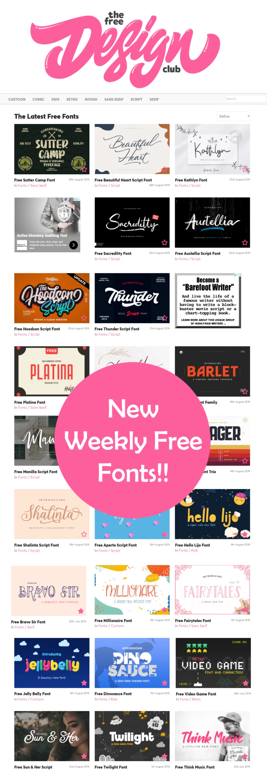Free Fonts by The Free Design Club