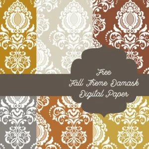 Free Fall theme Damask Digital Paper