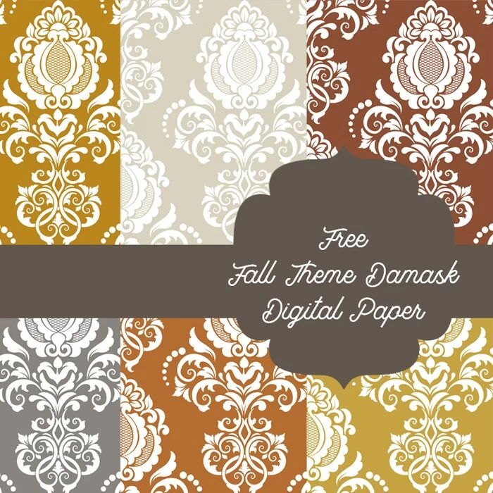 Free Fall theme Damask Digital Paper