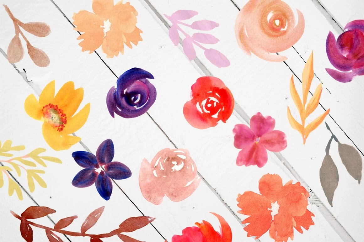 watercolor flowers png files