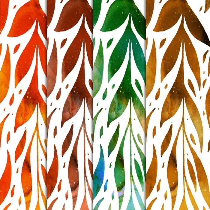 free fall galaxy leaf digital papers