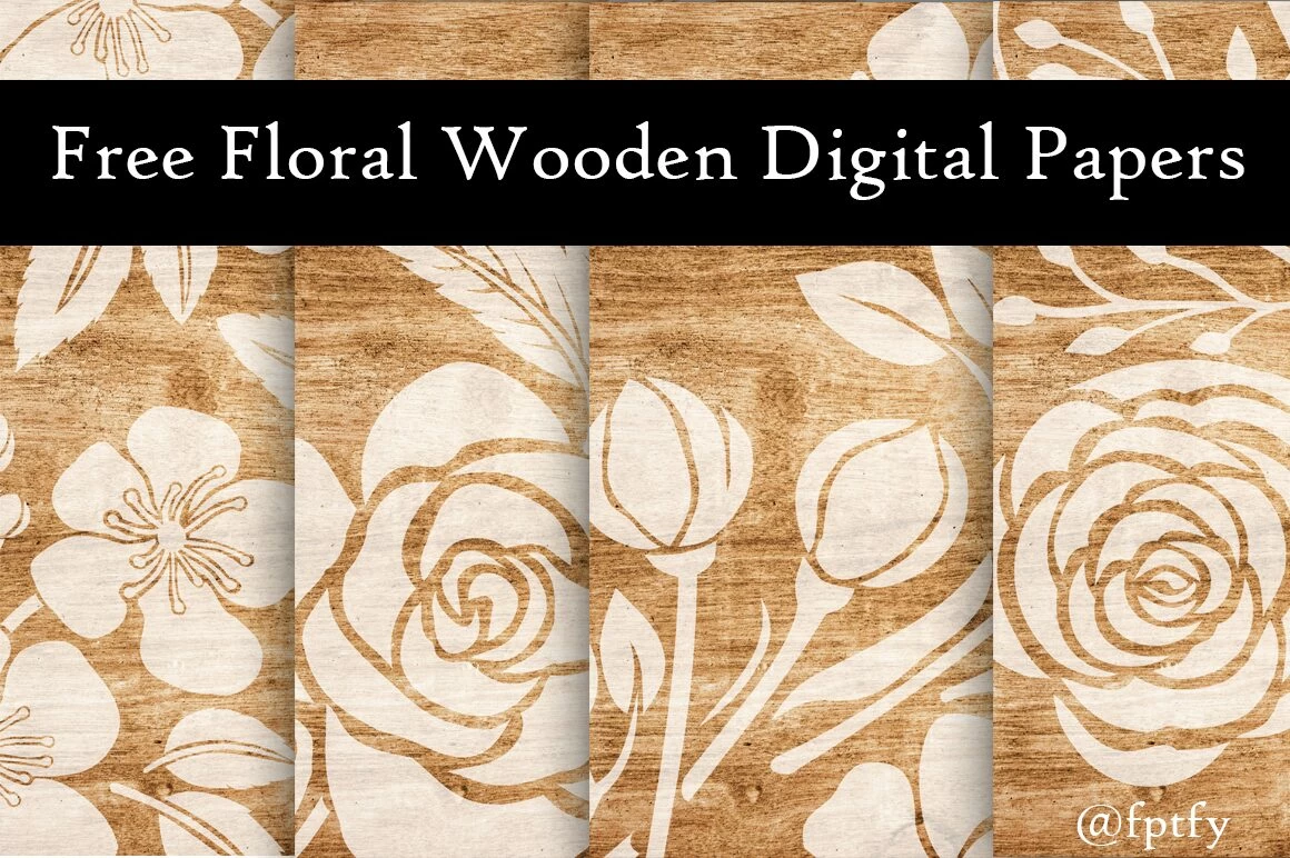 Free Floral Wooden Digital Papers