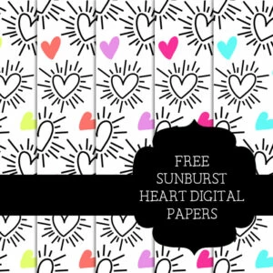 Free Sunburst Heart Scrapbooking Papers
