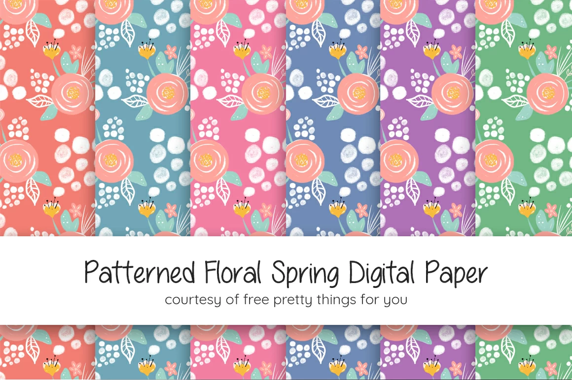 Download this free Patterned Floral Spring Digital Paper