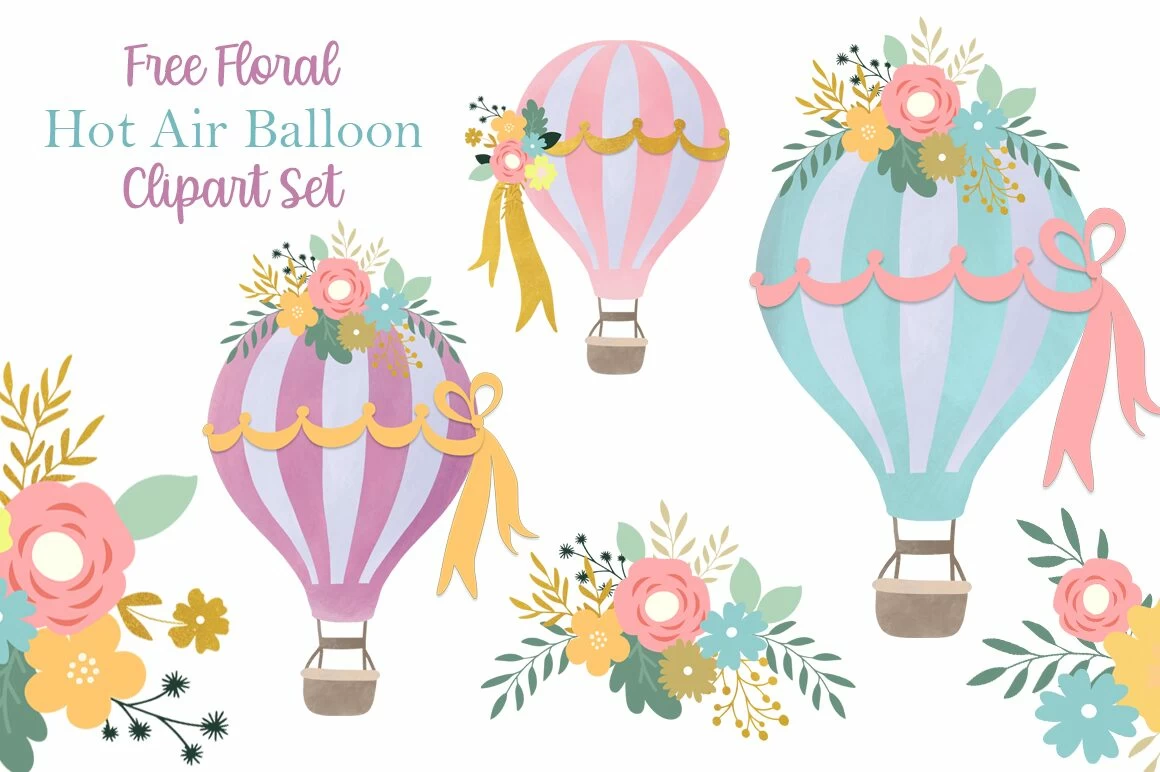 Free Floral Hot Air Balloon Graphics