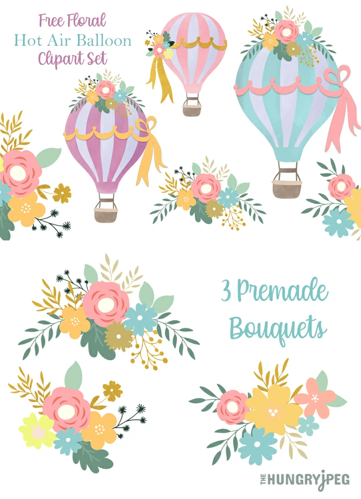 Free Floral Hot Air Balloon Graphics