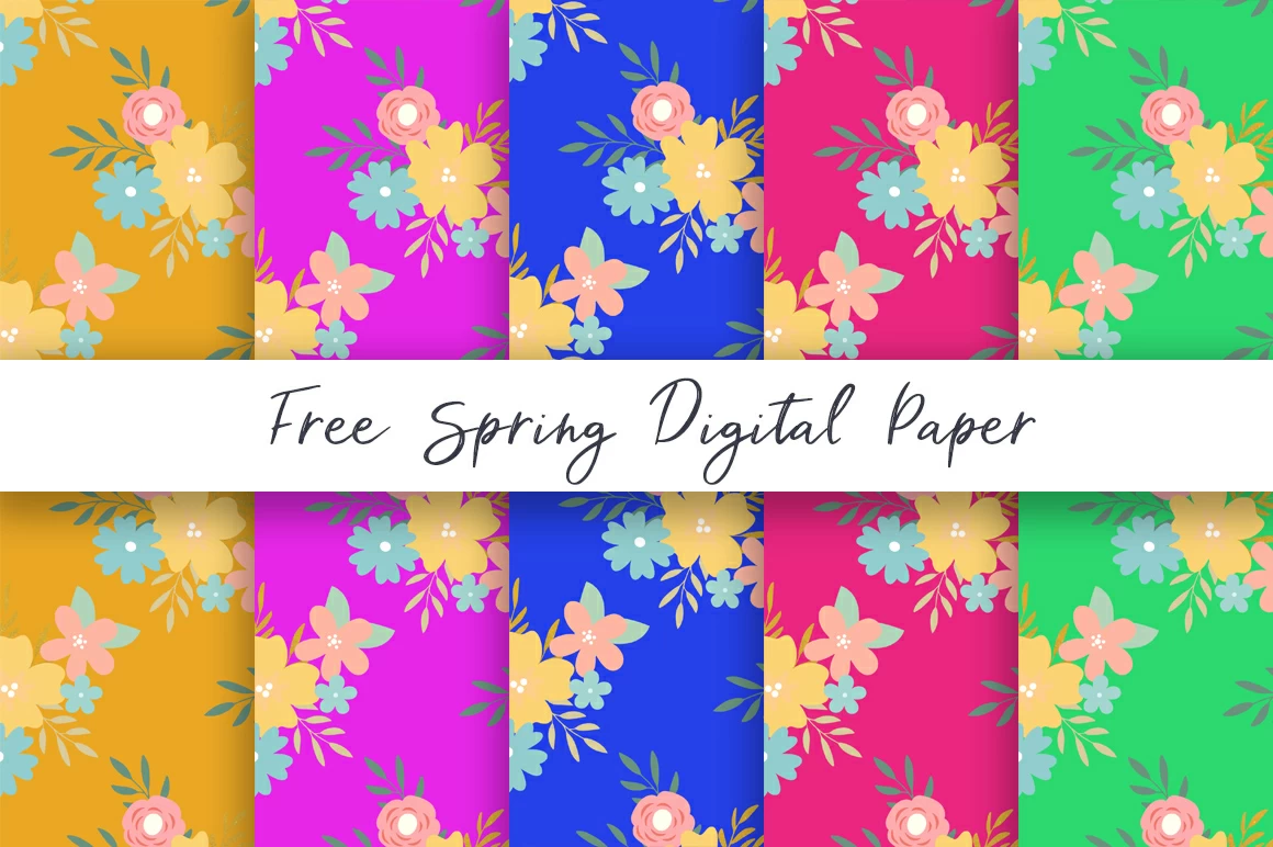 Free Colorful Floral Spring Scrapbooking Paper