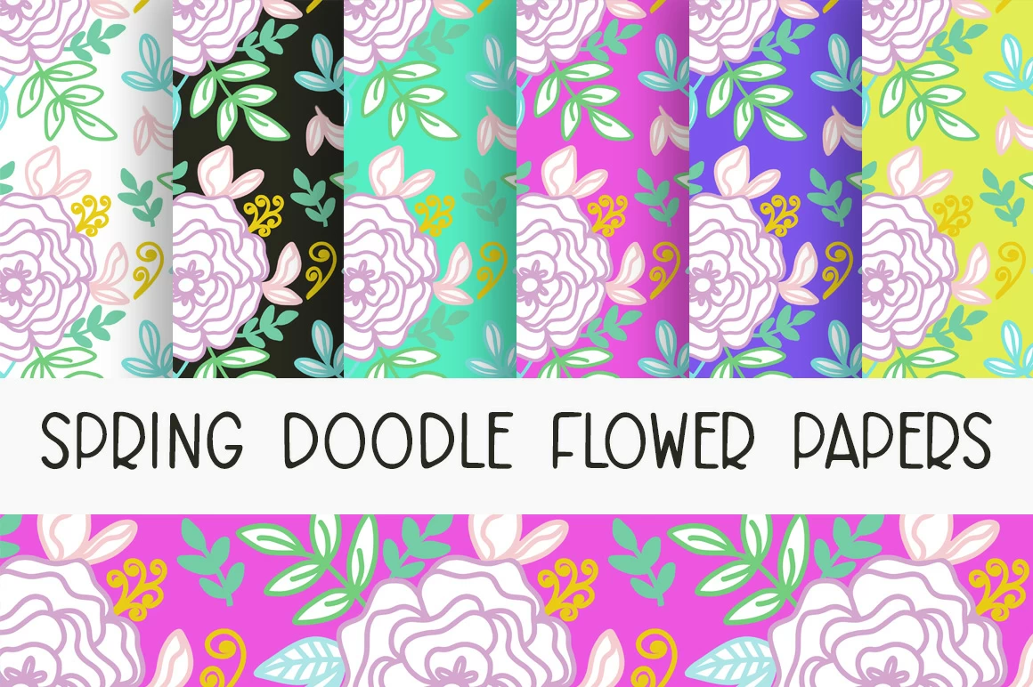 doodle flower spring papers