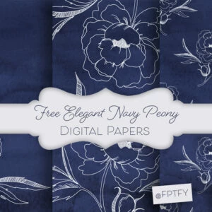Free Elegant Navy Peony Digital Papers