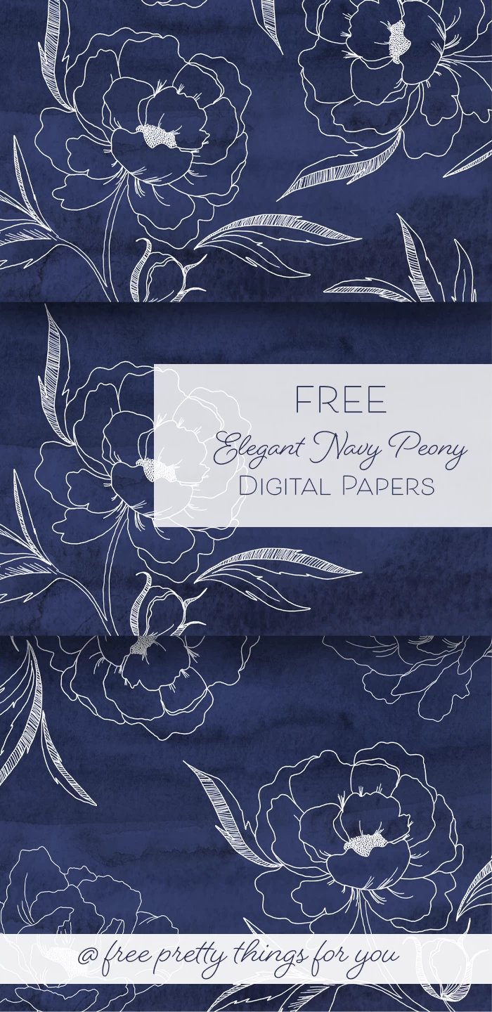 Download these Free Elegant Navy Peony Digital Papers for personal and commercial use