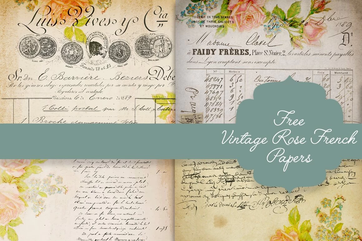 Free Vintage Rose French Papers