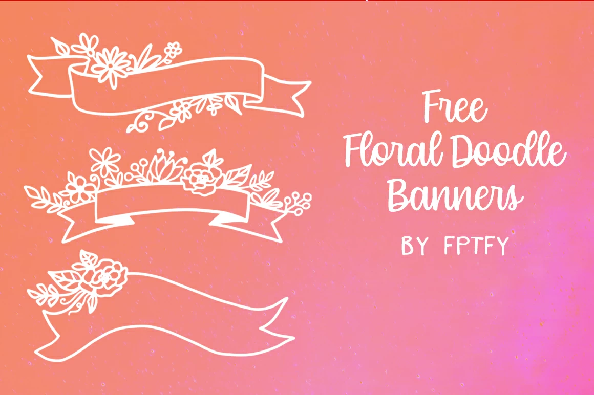 Free Floral Banner Doodles