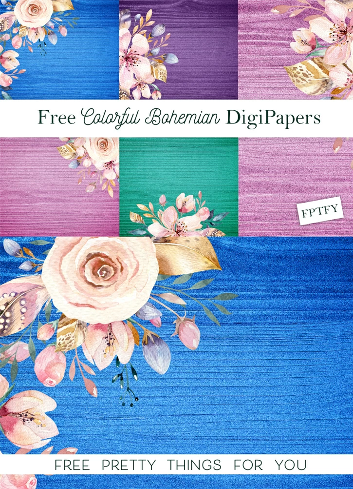 4 free colorful bohemian digipapers