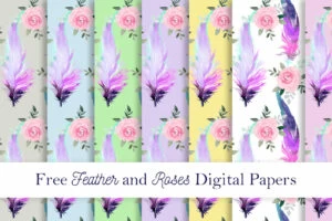 Free Feather and Roses DigiPapers