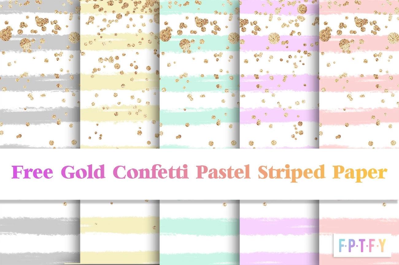 Free Pastel Stripe Gold Confetti DigiPaper Download