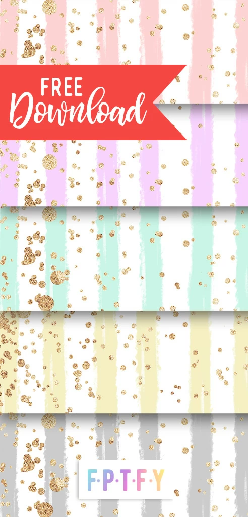 Free Pastel Stripe Gold Confetti DigiPaper Download