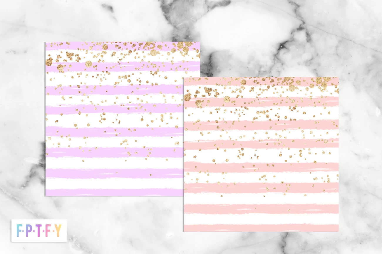 Free Pastel Stripe Gold Confetti scrapbooking paper
