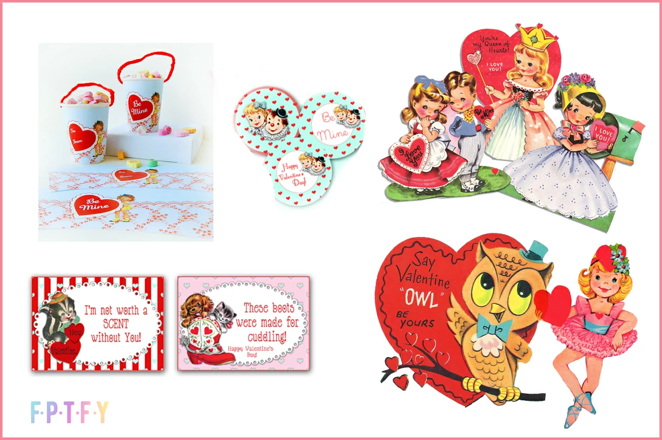 INSTANT DOWNLOAD, Vintage Valentine Cards, Valentine Labels