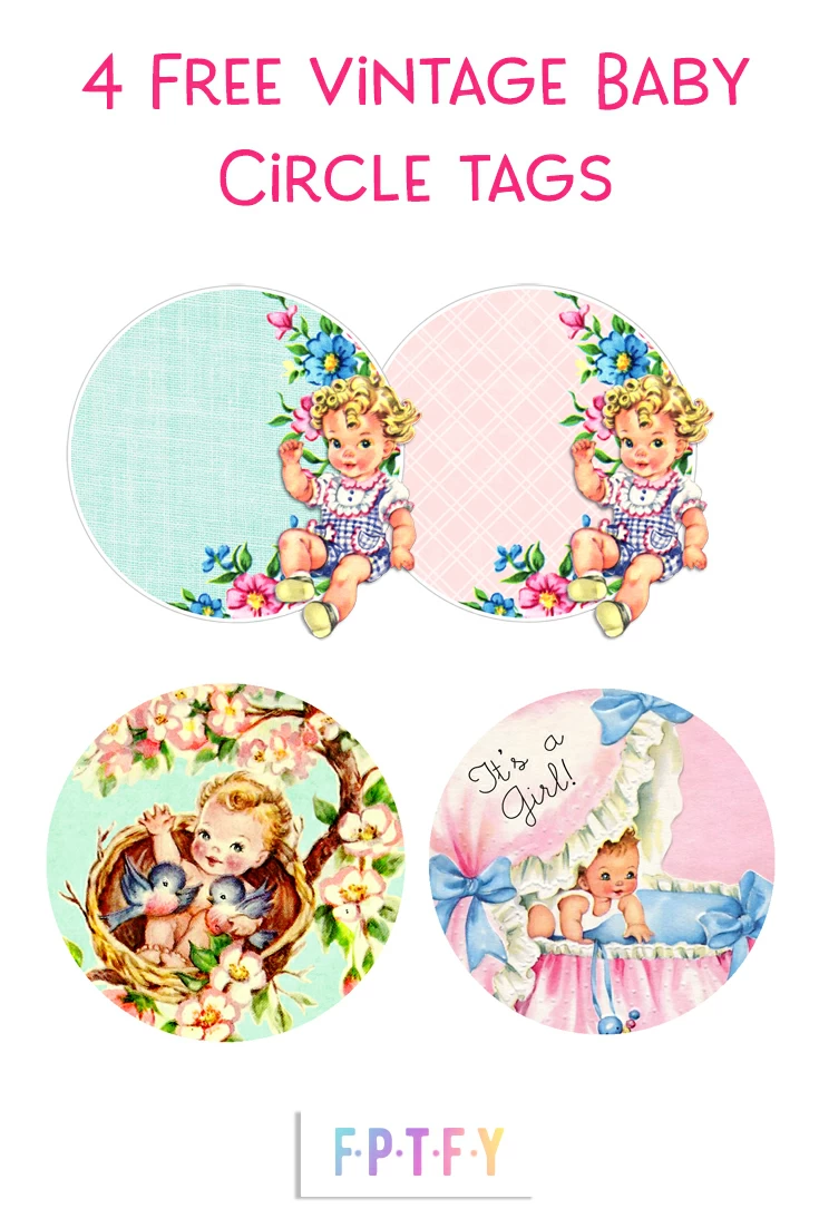 4 Free vintage Baby Circle tags