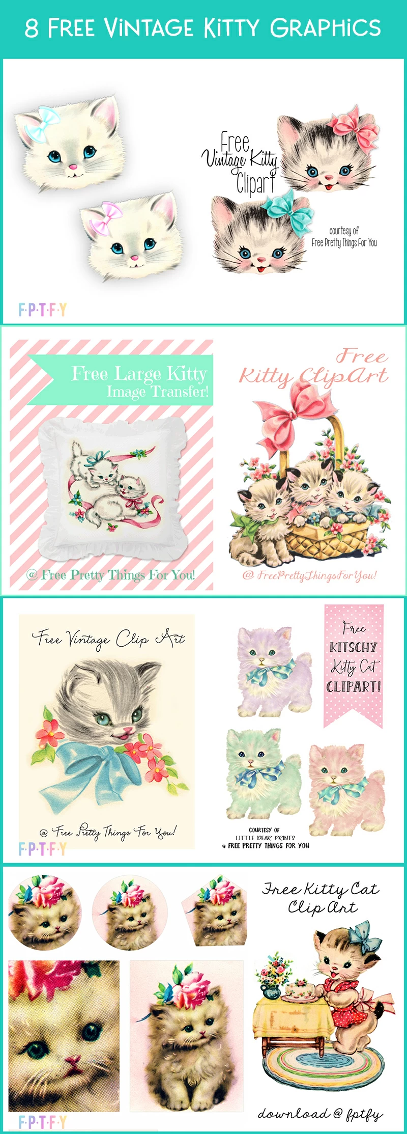8 free vintage kitty graphics