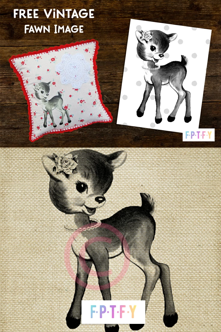 free vintage deer fawn image