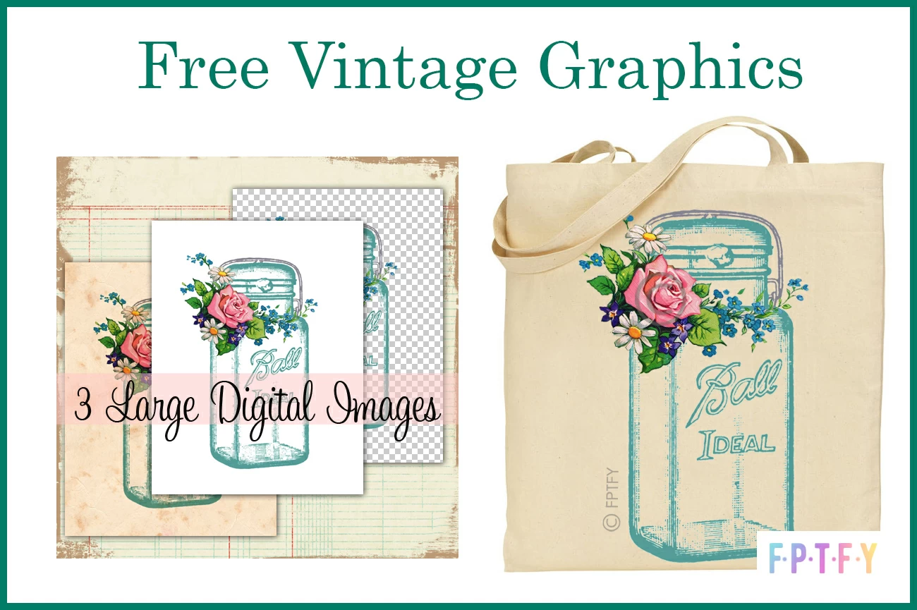 Free Mason Jar Vintage Floral Image