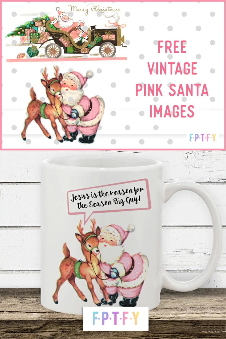 pink vintage santa images
