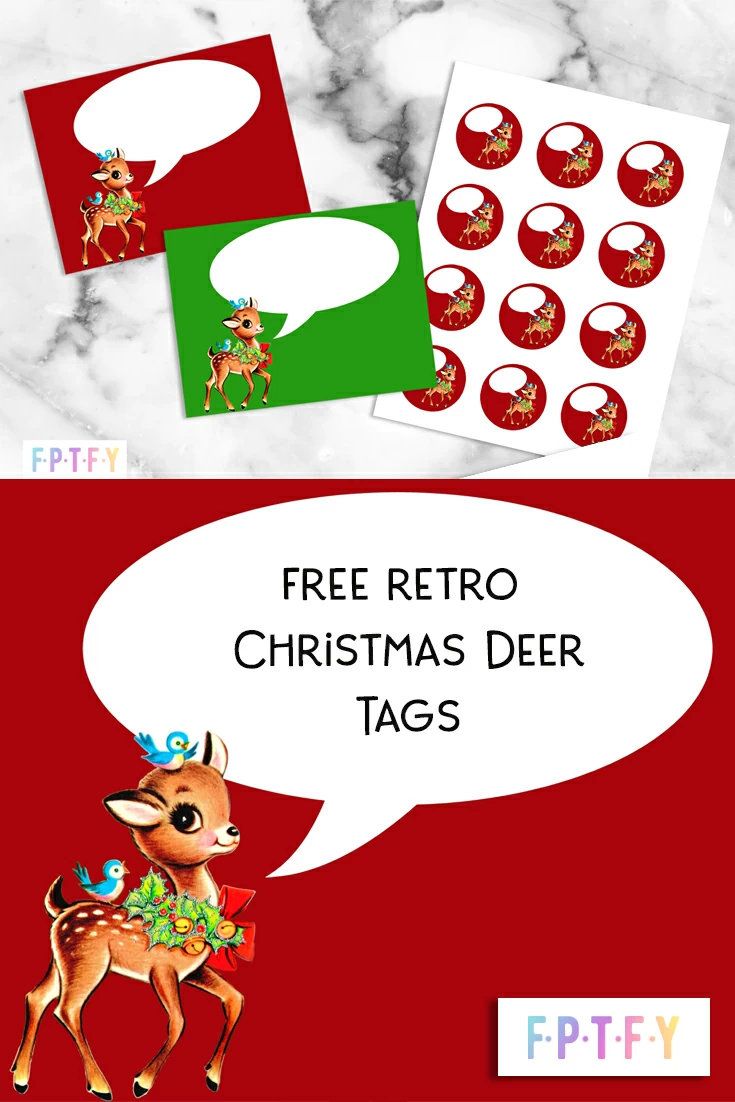 Christmas Vintage Retro Reindeer Tags